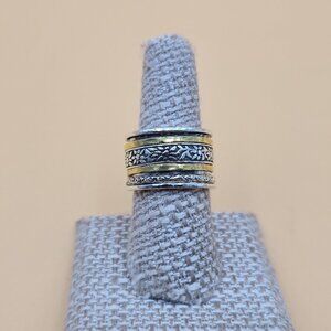 Size 8 Sterling Silver Silpada Brand Floral Spinner Anxiety Band Ring A4737